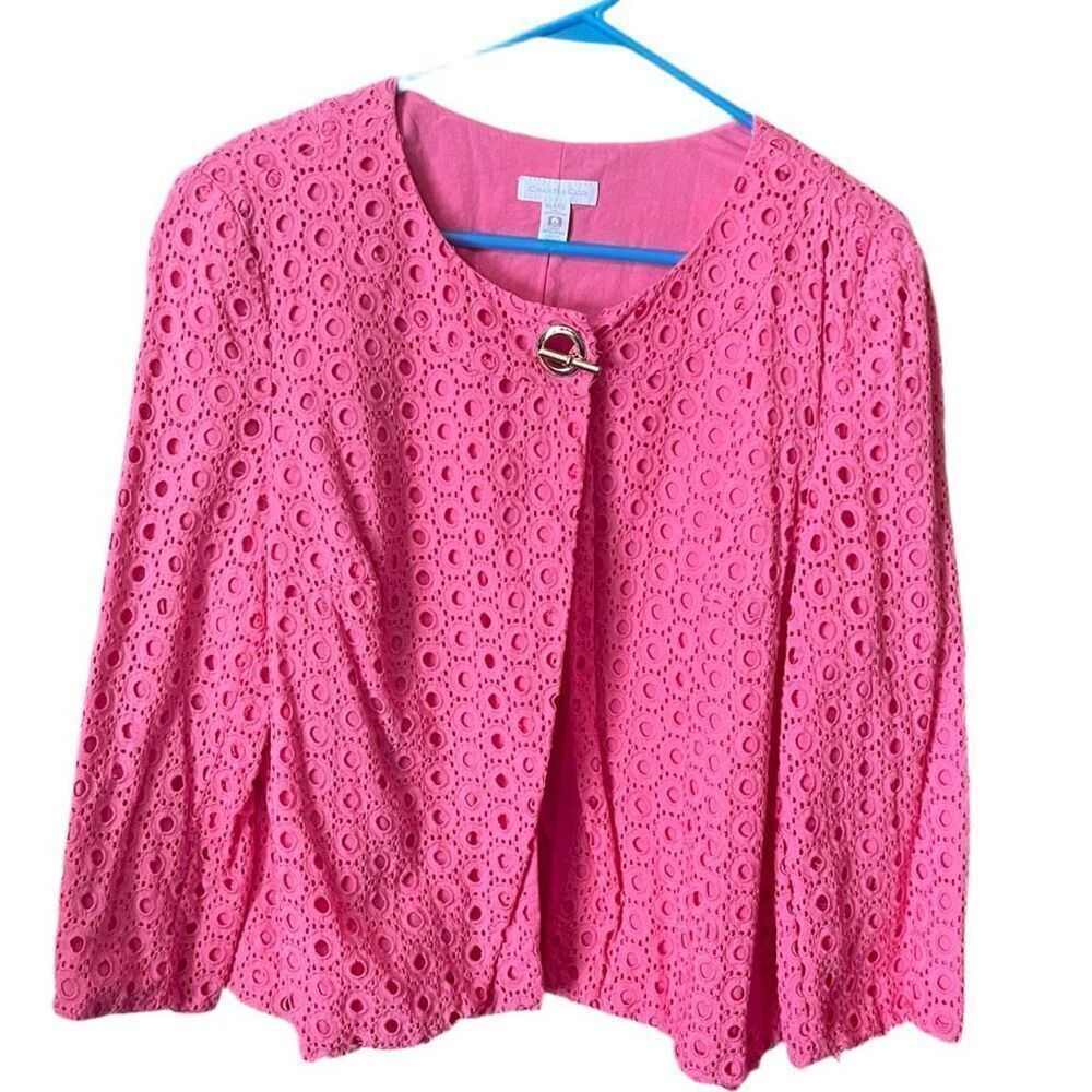 Charter club size XLโ100% cotton lace lined jacket. Toggle clasp.
